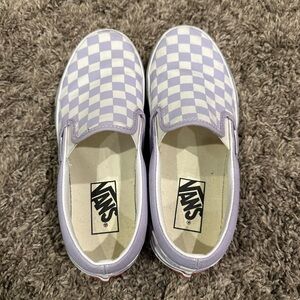 Vans Checkered Slip-On Shoes - Purple and White